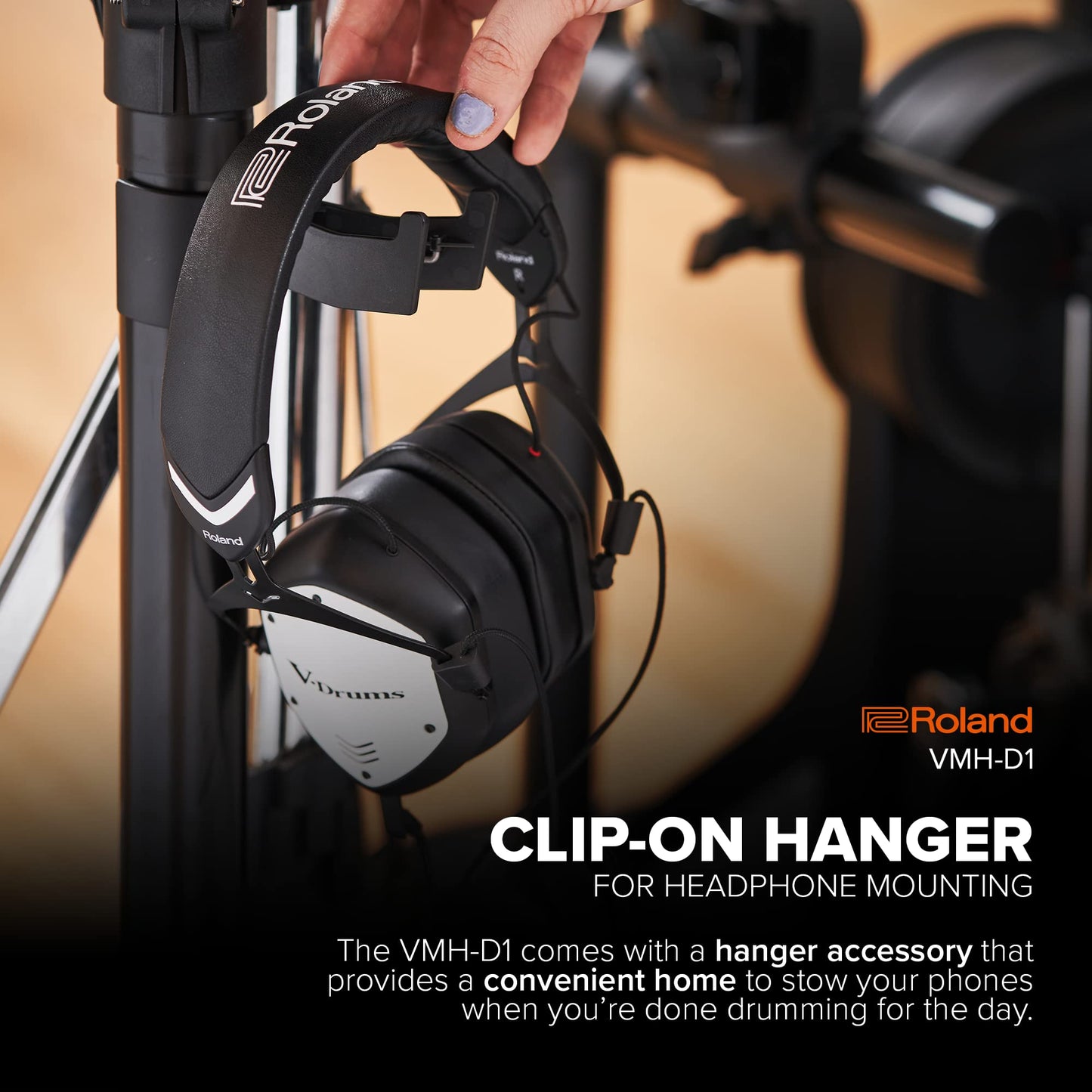Roland VMH-D1 V-Drums Headphones | Designed V-Moda for V-Drums & All Electronic Drum Kits | Immersive Sound | Extended Comfort | Long Cable…