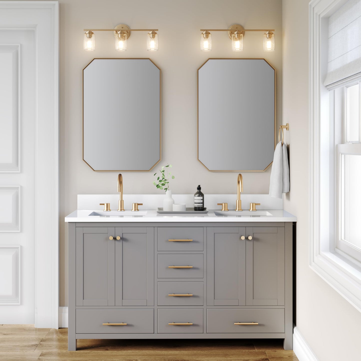 ML Lighting 3683-MG Moven 22" Wide 3-Light Vanity - Modern Gold