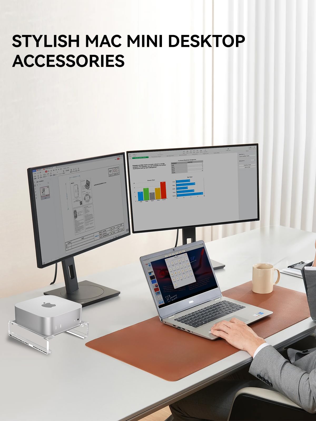 TuparGo 2024 Mac mini Computer Stand,Desk Mount for Mac mini M4/M4 Pro, Provides Better Air Flow Heat Dissipation and Support.Anti-Slip and Drop-Off