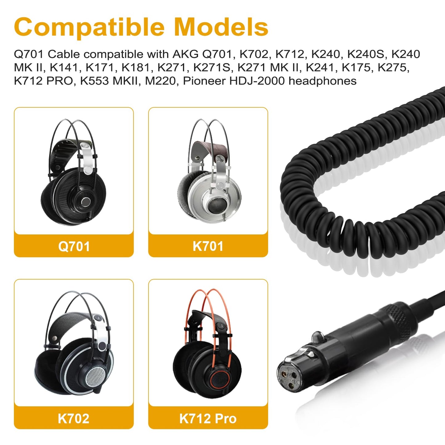 Zosvoses K702 Cable Compatible with AKG Q701, K712, K240, K240S, K240 MK II, K141, K171, K181, K271, K271S, K271 MK II, K241, K175, K275 Headphone…