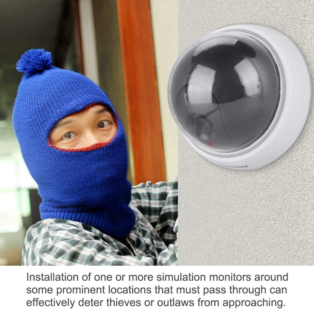 Dummy Surveillance Camera Fake Security Camera with Simulated IR Flashing Red Lights