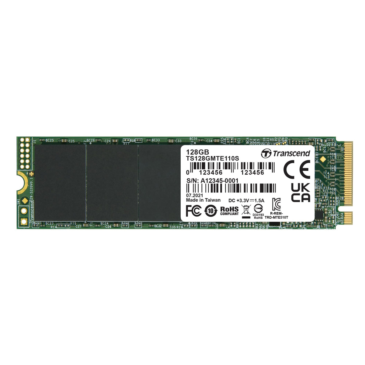 Transcend 128GB MTE110S PCIe 3.0 M.2 2280 SSD, 1500MB/s, Low Power