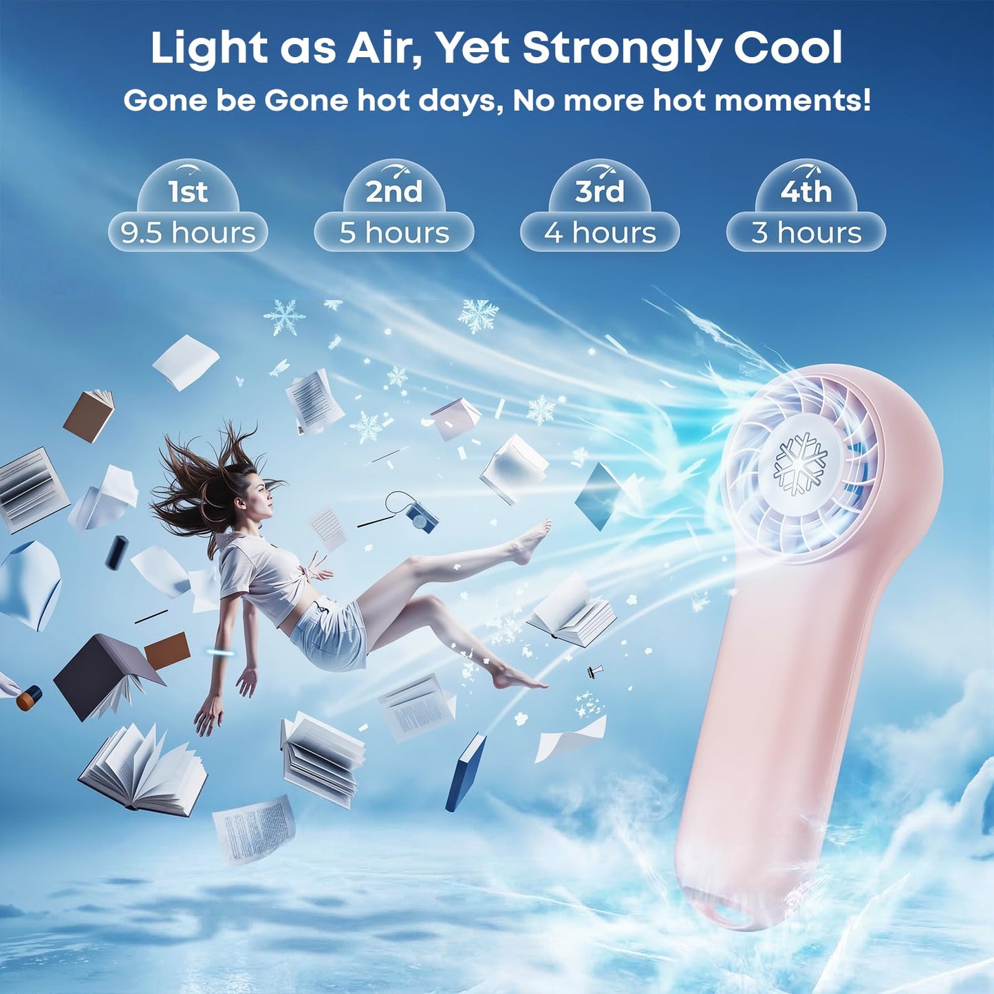DREAMME 2 Pack Mini Fan Handheld, Portable Fan, 4-Speed Personal Small Fan, Cute Pocket Makeup Fan, Lash Fan, Rechargeable Operated Cooling Fan