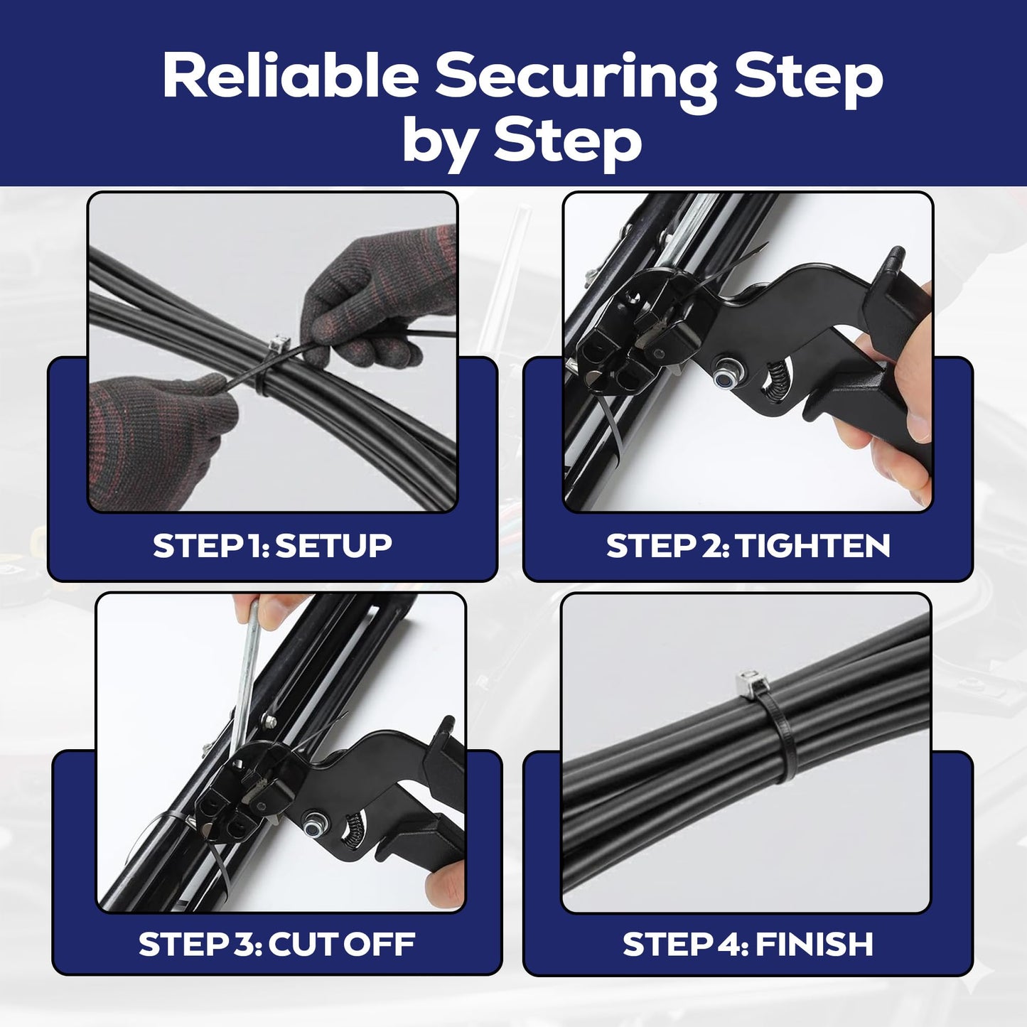 Stainless Steel Zip Ties Kit, 300 PCS - 11.8", 8", 6" 304 Epoxy Coated Metal Cable Ties with Gun, Scissors, Tie Remover, Gloves, Storage Bag