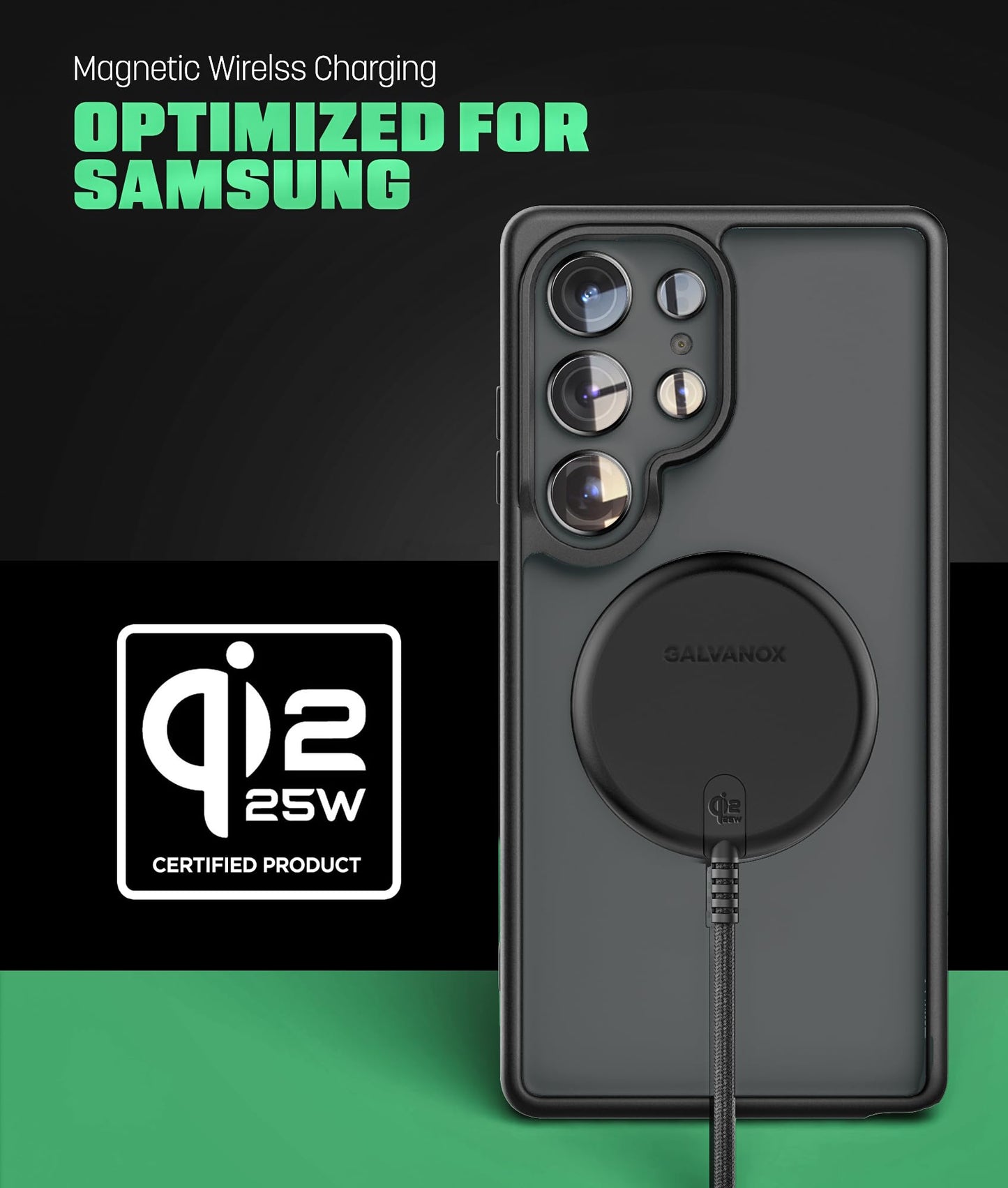 Qi2.2 Certified 25W Magnetic Wireless Charger for Samsung Galaxy S26 Ultra, S25, S24 - Compatible with MagSafe Fast-Charging 2.0 Plus Wall Adapter