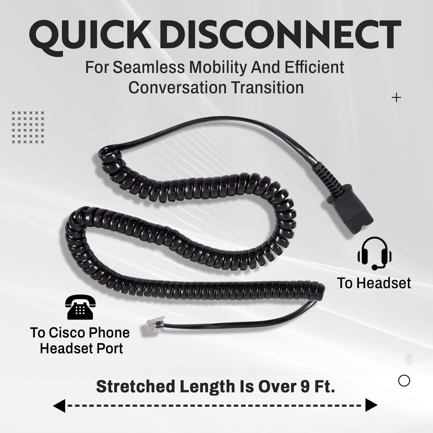 Headset Adapter U10, 26716-01 to Connect Cisco Phones' RJ9 Modular Jack for Plantronics H Series Quick Disconnect Headsets