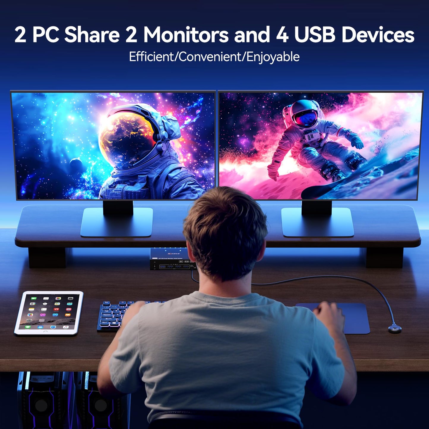 4K@144Hz KVM Switch 2 Monitors 2 Computers 8K@60Hz, MLEEDA HDMI and Displayport Dual Monitor KVM Switch with 4 USB 3.0 Port for Keyboard Mouse