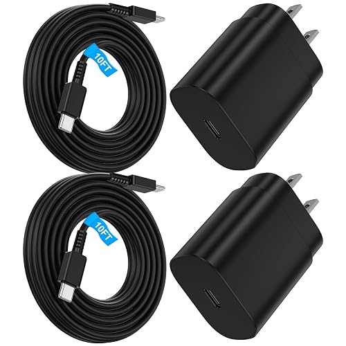 FGUIME Type C Super Fast Charger 10FT for Samsung s24 s23 s22 s21, PD 25W USB C Wall Charge Fast Charging Block with USB C to C Cable for Samsung