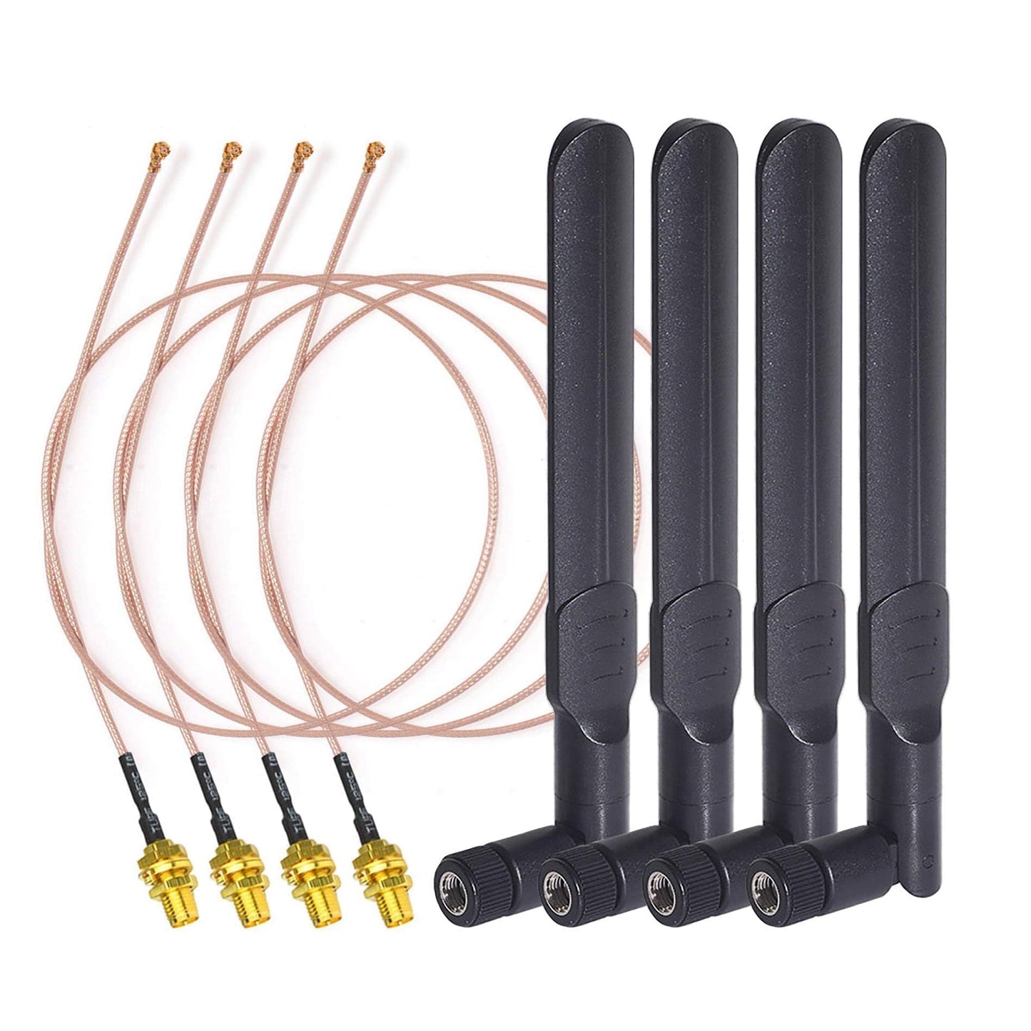 Bingfu Dual Band WiFi 2.4GHz 5GHz 5.8GHz 8dBi RP-SMA Male Antenna 20cm 8 inch RG178 Cable 4-Pack for WiFi Router Wireless Mini PCI Express PCIE