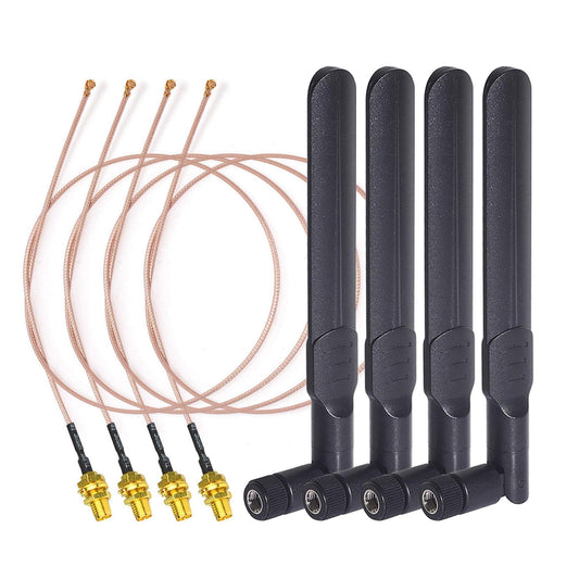 Bingfu Dual Band WiFi 2.4GHz 5GHz 5.8GHz 8dBi RP-SMA Male Antenna 20cm 8 inch RG178 Cable 4-Pack for WiFi Router Wireless Mini PCI Express PCIE