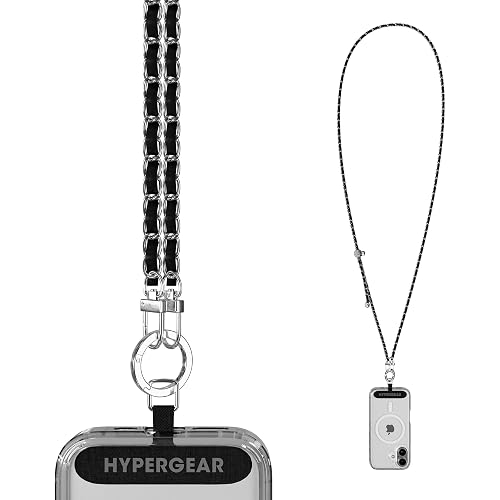 HyperGear Crossbody Phone Lanyard Strap Hands-Free Theft Secure Cell Phone Crossbody for Gym, Concerts & Travel [iPhone, Galaxy, Pixel] (Silver/Black