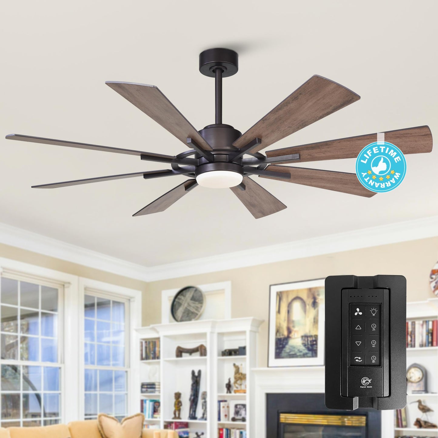 60 Inch Ceiling Fan with Light and Remote Farmhouse Windmill Chandelier Fan