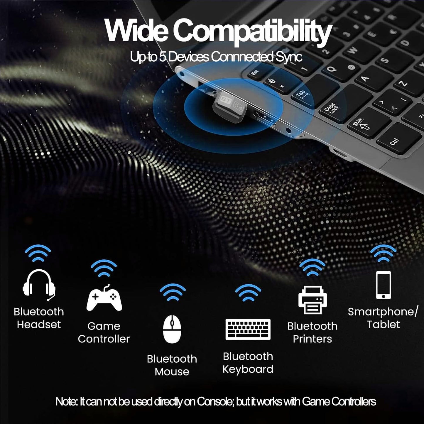 Bluetooth Adapter Pc, USB Bluetooth 5.4 Dongle Adapter for PC, Long Distance 328FT/100M Stick Driver Compatible with Computer Windows 11/10/8.1