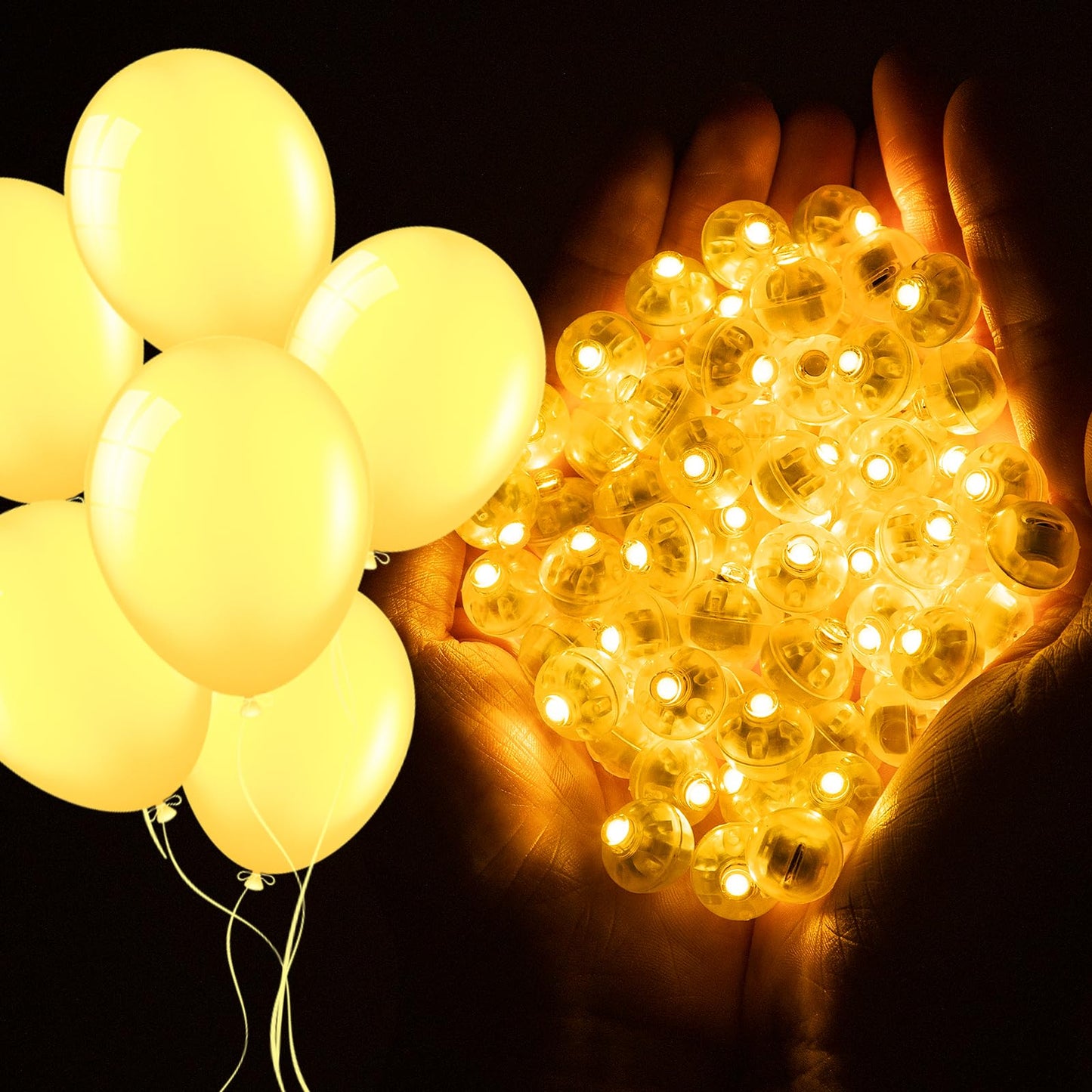 100pcs Warm White LED Mini Round Flashing Balloon Lights Long Standby Time Reusable Waterproof Balloons Light with Hook for Balloon Paper Lantern