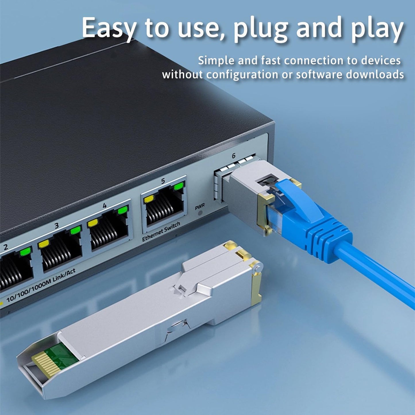 1G SFP to RJ45 Mini-Gbic Module 100-meter, 1000Base-T Copper Transceiver Compatible for Cisco GLC-T/SFP-GE-T, Meraki MA-SFP-1GB-TX, Ubiquiti UniFi