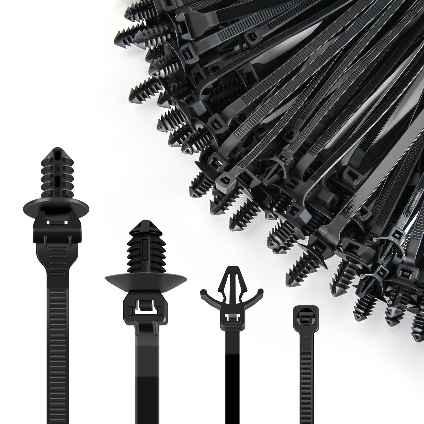 GOOACC Push Mount Cable Zip Ties Heavy Duty Nylon Push Mount 4 Popular Sizes Self Locking Cable Strap Assortment for Indoor Outdoor Wire Tying