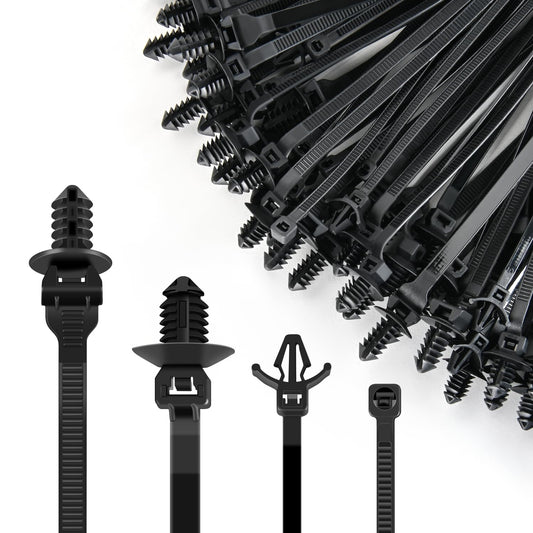 GOOACC Push Mount Cable Zip Ties Heavy Duty Nylon Push Mount 4 Popular Sizes Self Locking Cable Strap Assortment for Indoor Outdoor Wire Tying