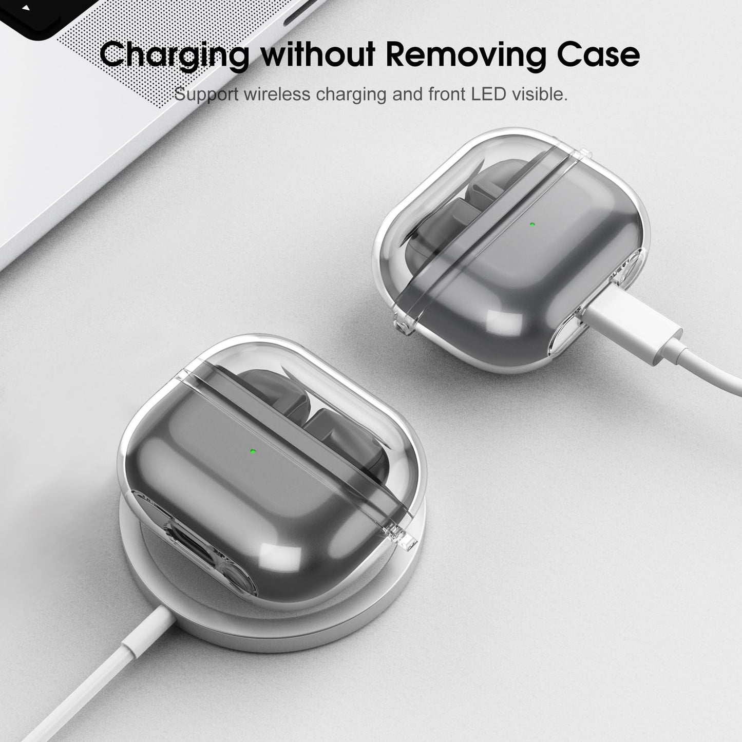 Fintie Clear Case for Samsung Galaxy Buds 3 FE (2025), Galaxy Buds 3 Pro / Buds3 (2024), Anti-Lost Shockproof Earbuds Protective Cover with Keychain