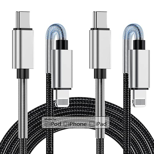 2Pack 10ft iPhone Fast Charger Cable, [Apple MFi Certified] Long USB C to Lightning Cable 10 Foot, High Fast 10 Feet Apple Charging Cord for Apple…