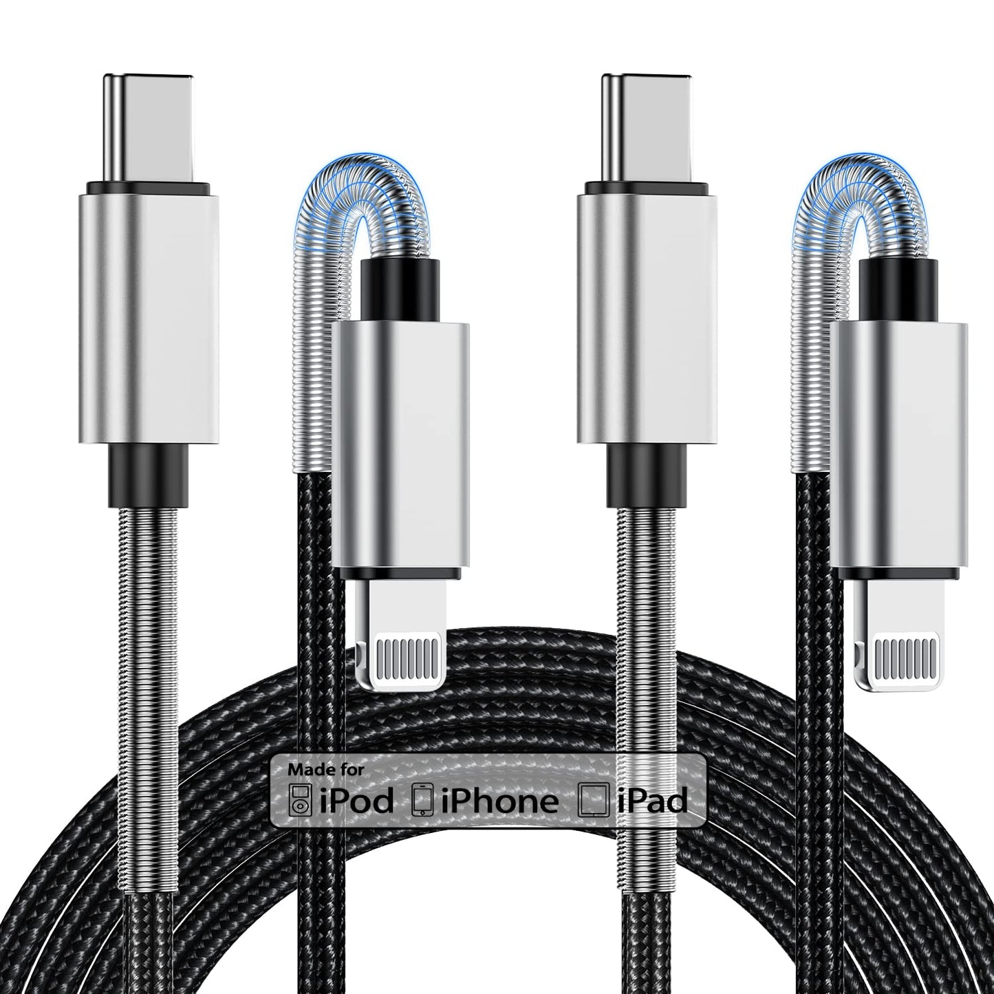 2Pack 10ft iPhone Fast Charger Cable, [Apple MFi Certified] Long USB C to Lightning Cable 10 Foot, High Fast 10 Feet Apple Charging Cord for Apple…