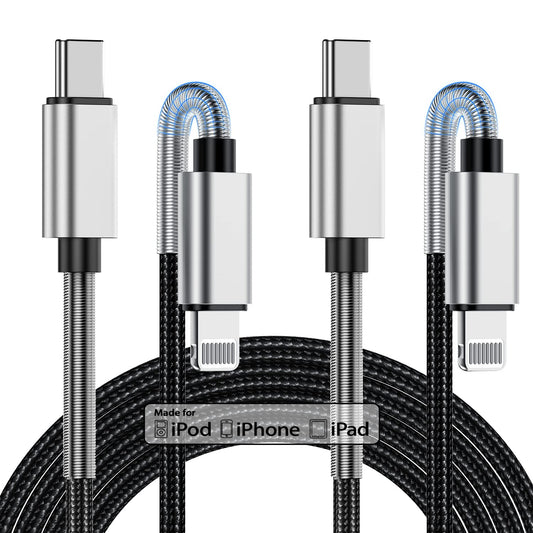 2Pack 10ft iPhone Fast Charger Cable, [Apple MFi Certified] Long USB C to Lightning Cable 10 Foot, High Fast 10 Feet Apple Charging Cord for Apple…