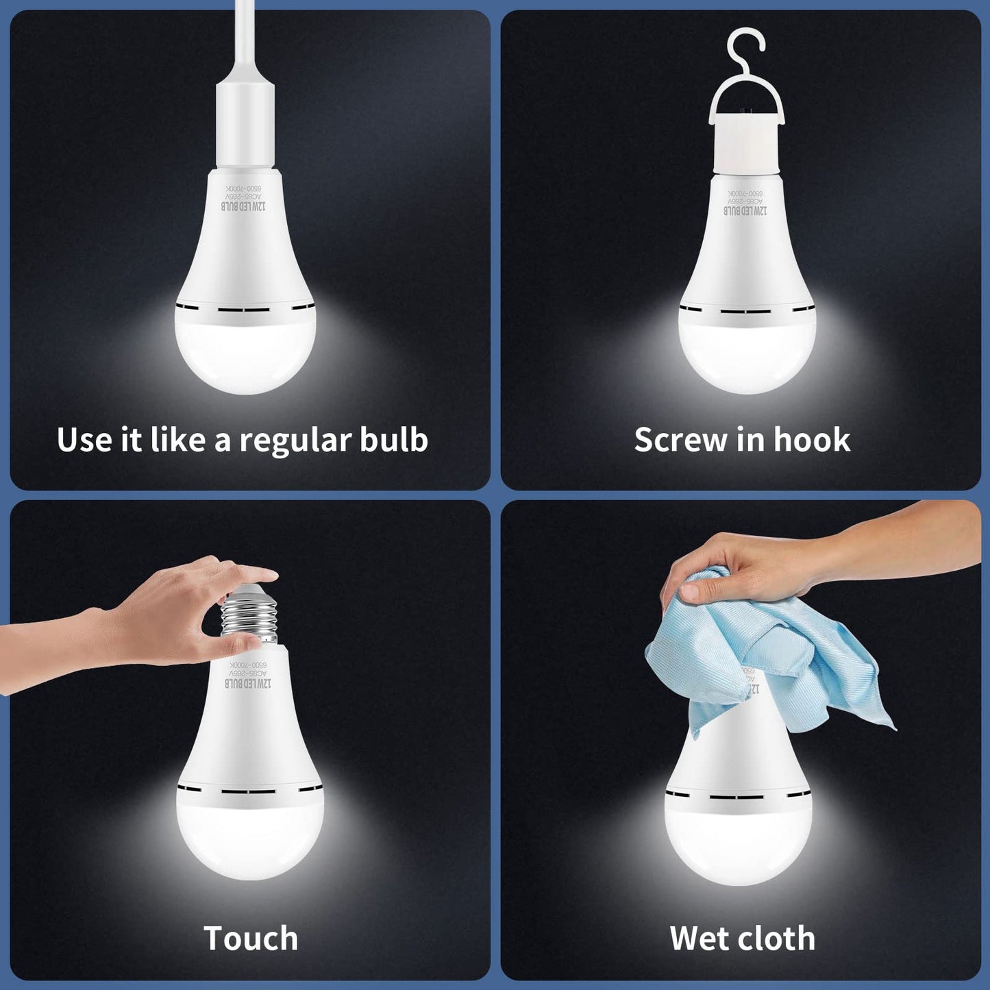 TFOI Rechargeable Emergency LED Light Bulbs for Home Power Failure