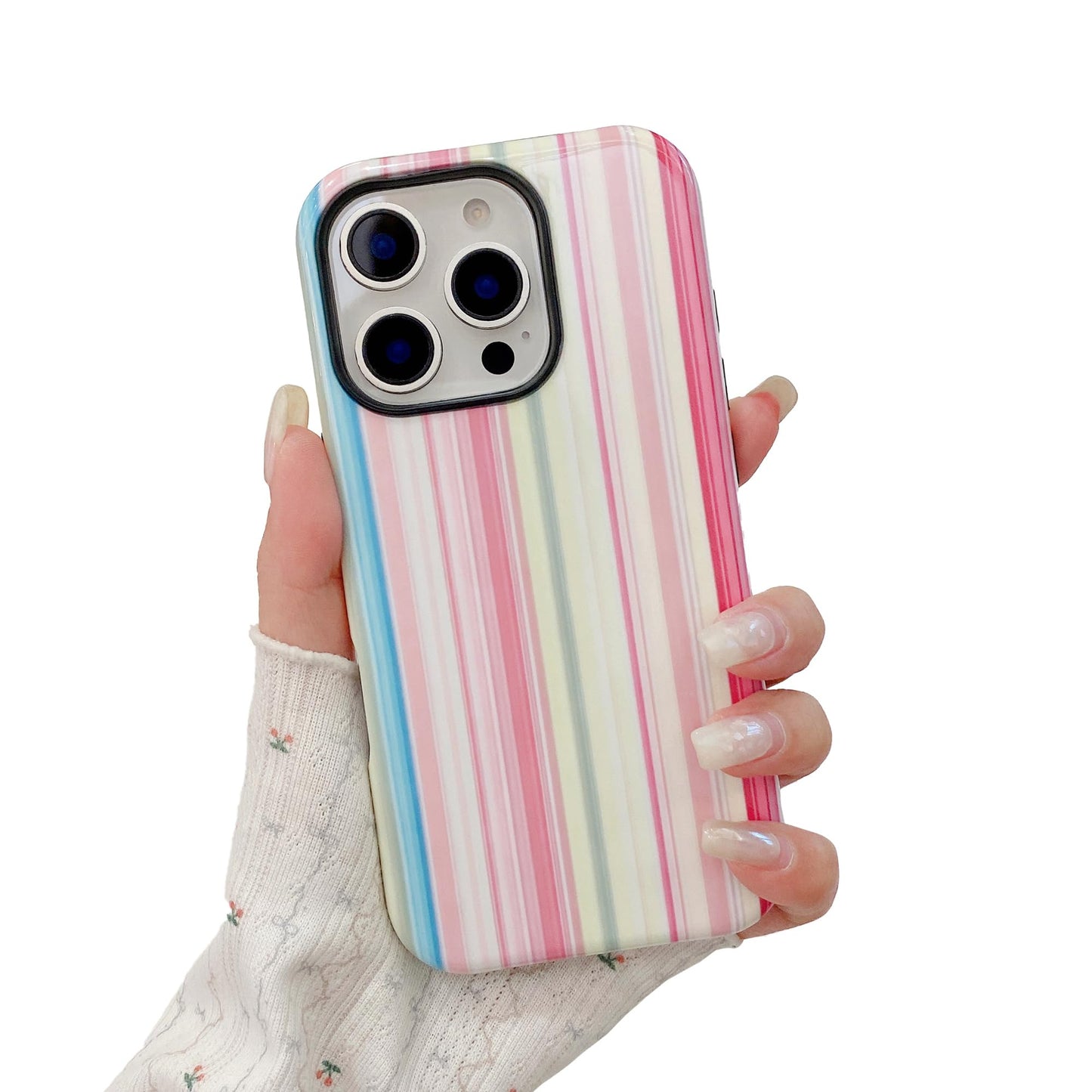 XYUQZQ Colorful Striped Pattern Phone Case,for iPhone 15 Pro Max