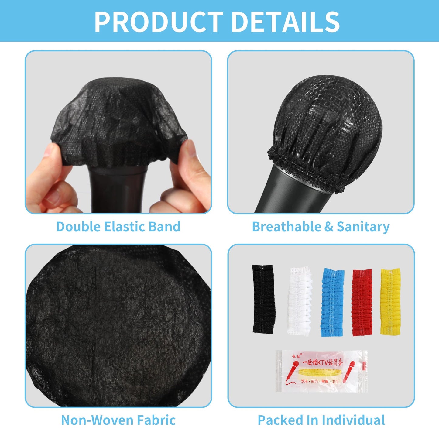 Axigundaone 500 Pcs Disposable Microphone Covers, Windscreen Microphone Cover Non-Woven, Disposable Handheld Microphone Covers for KTV, Recording Room