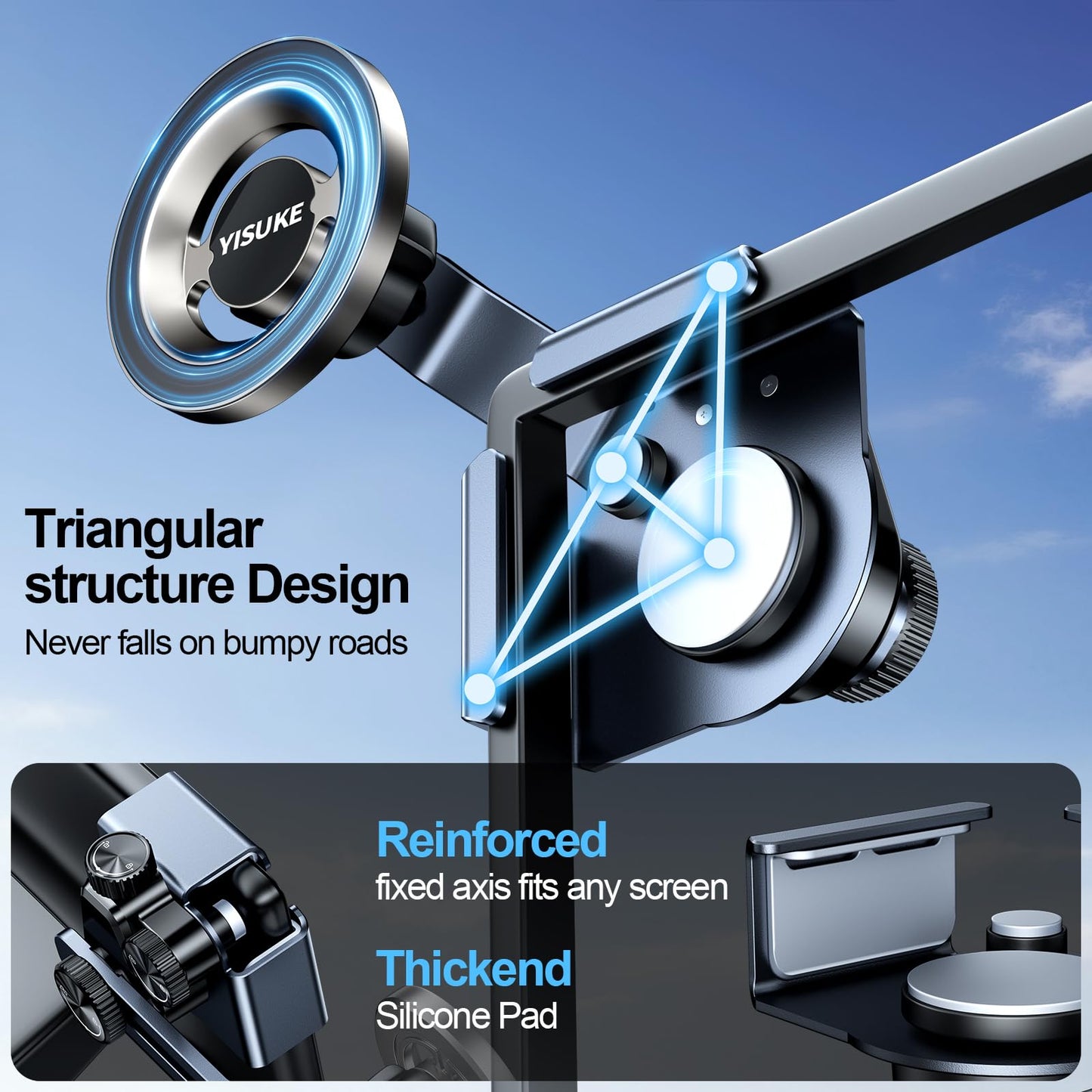 Yisuke Magnetic Phone Mount Compatible with Tesla Model 3 Model Y, Car Holder 2025, Compatible with iPhone MagSafe 17/16/15/14/13/12 (Compatible