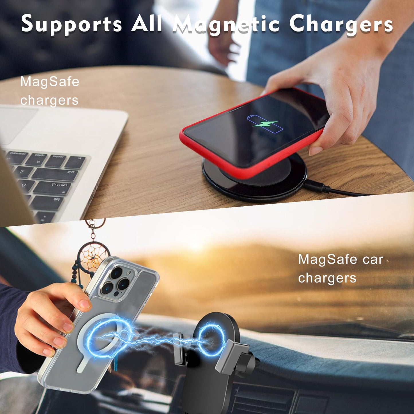 LFGKMZ 4 Pack for MagSafe Sticker 360,Universal Ring Wireless Charger Conversion Kit for iPhone iPad Samsung and More Smartphone,Universal Ring