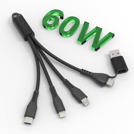 5in1 Multi Charging Cable Fast Charging 60W - Short Universal USB Keychain Cable - Portable Nylon Braided Charging Cord with Type C[MFi & 3A Fast…