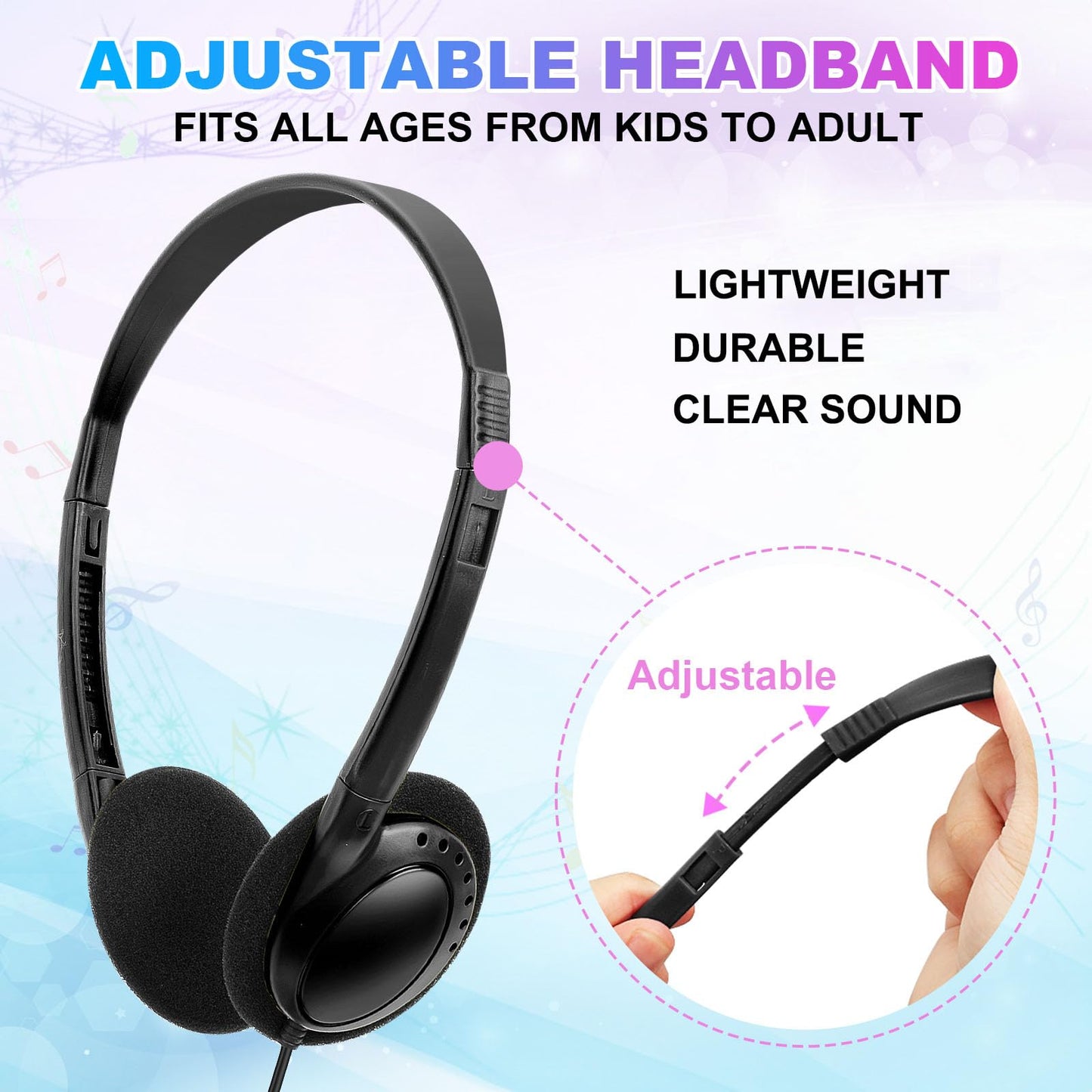 Wensdo Bulk Headphones Earphones 10 Pack for School Classroom, Wholesale Class Set Wired Headphones with 3.5 mm Jack for Kids Students Children