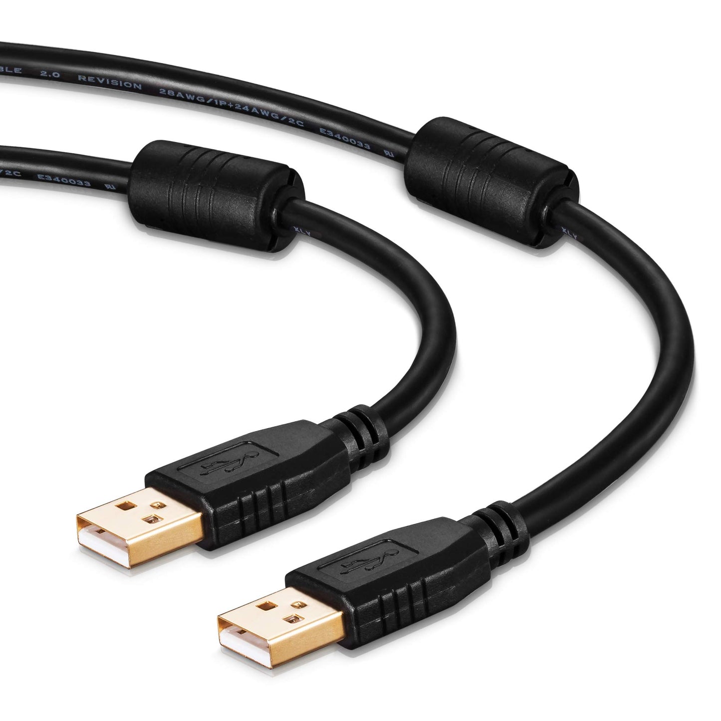 Tan QY USB A to A Male Cable 50Ft, Double End USB Cord with Gold-Plated Connector for Hard Drive Enclosures, Printers, Modems, Cameras(15M/50Ft)