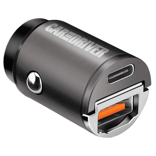 Car and Driver 30W USB-C Fast Car Charger, Dual Port Cigarette Lighter Adapter with USB-C & USB-A Fast Charging for iPhone 17/16/15/14/13, Samsung