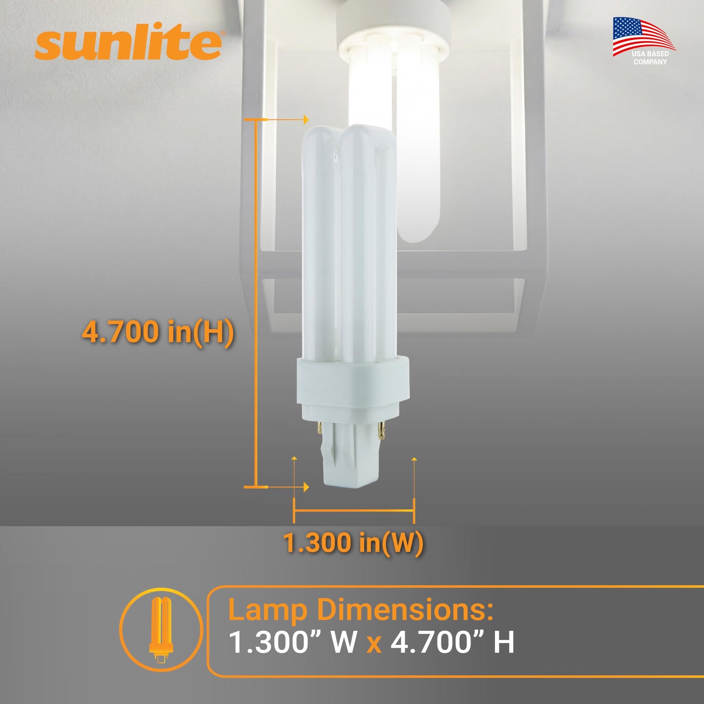 Sunlite 40543 PLD13/SP65K/10PK Double Twin Tube Compact Fluorescent Lamp, PLD 2-Pin, 13 Watts, 660 Lumens, 6500K Daylight, 2-Pin (GX23-2) Base, 10