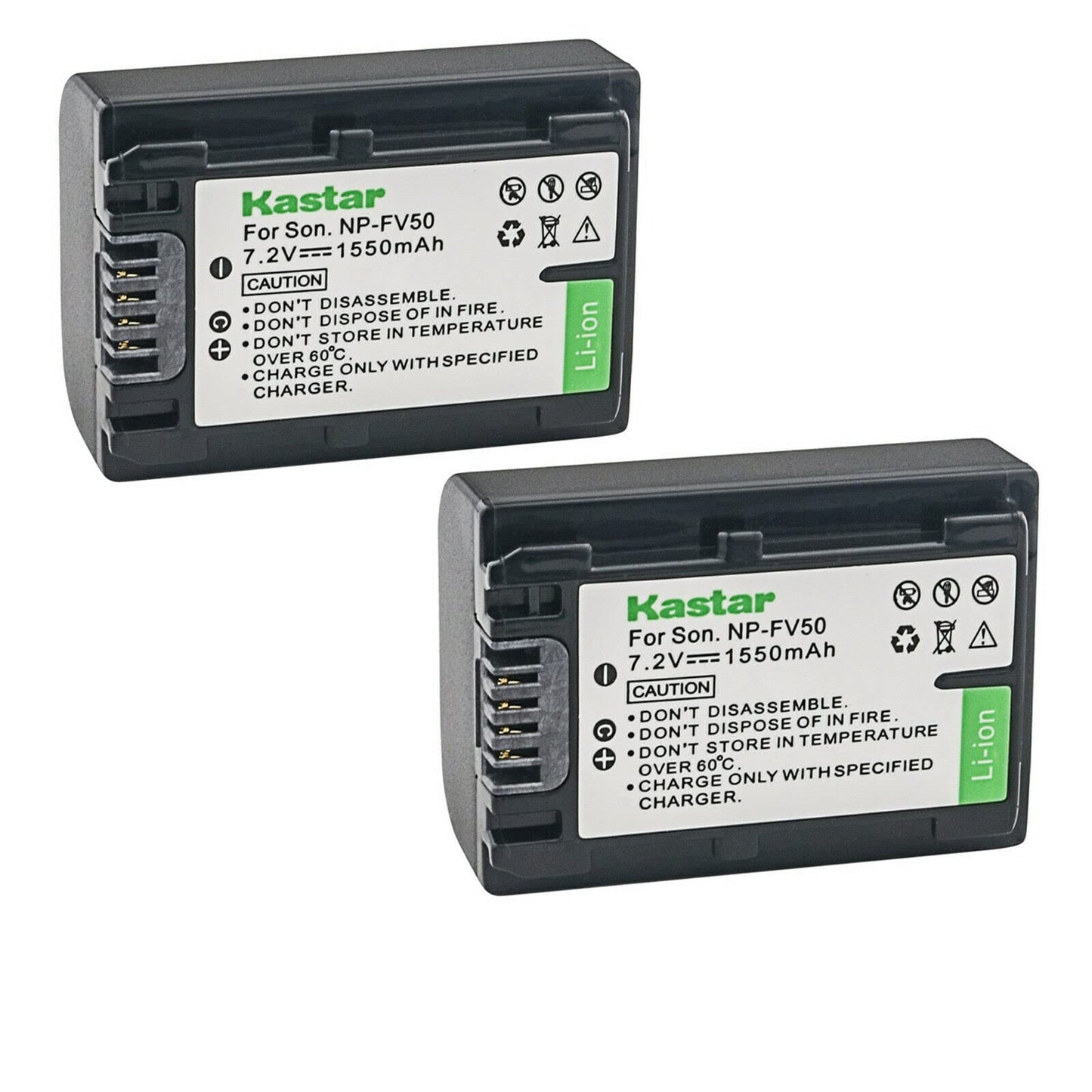 Kastar 2-Pack NP-FV50 Battery Replacement for Sony FDR-AX43, FDR-AX53, FDR-AXP55, HDR-CX110, HDR-CX115, HDR-CX116, HDR-CX130, HDR-CX150, HDR-CX155
