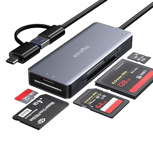 USB C USB3.0 SD Card Reader, 5in1 Multi Card Reader for SD/TF/CF/Micro SD/MS/M2, Drive Free for iPhone 15 pro max/Windows/Mac/Linux/Android (USB3.0