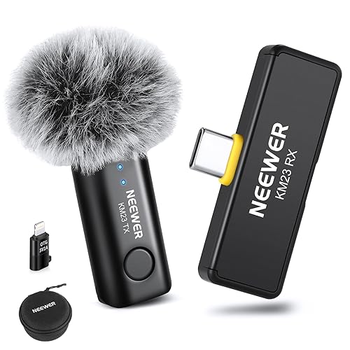 NEEWER Wireless Lavalier Microphone System for USB C, Compatible with iPhone 16 15 Samsung Android Phones, Noise Cancelling Mini Lav Omnidirectional