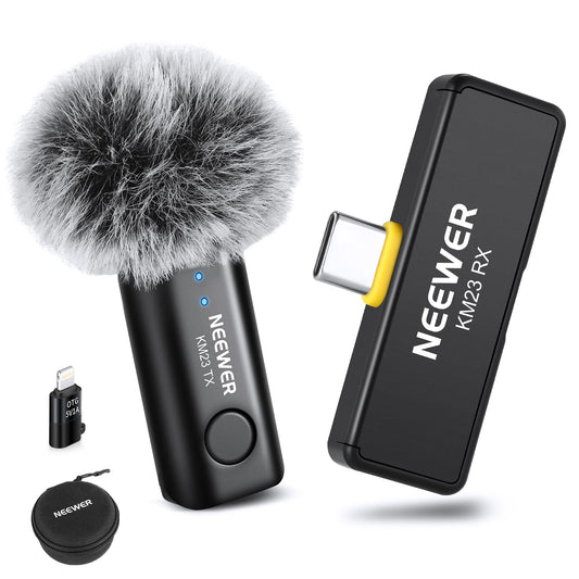 NEEWER Wireless Lavalier Microphone System for USB C, Compatible with iPhone 16 15 Samsung Android Phones, Noise Cancelling Mini Lav Omnidirectional