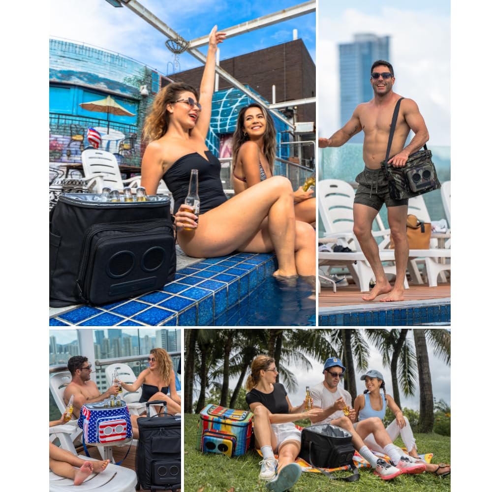 Super Real The #1 Cooler with Speakers & Subwoofer (Bluetooth, 20-Watt) for Parties/Festivals/Boat/Beach. Rechargeable Speaker Cooler, Works