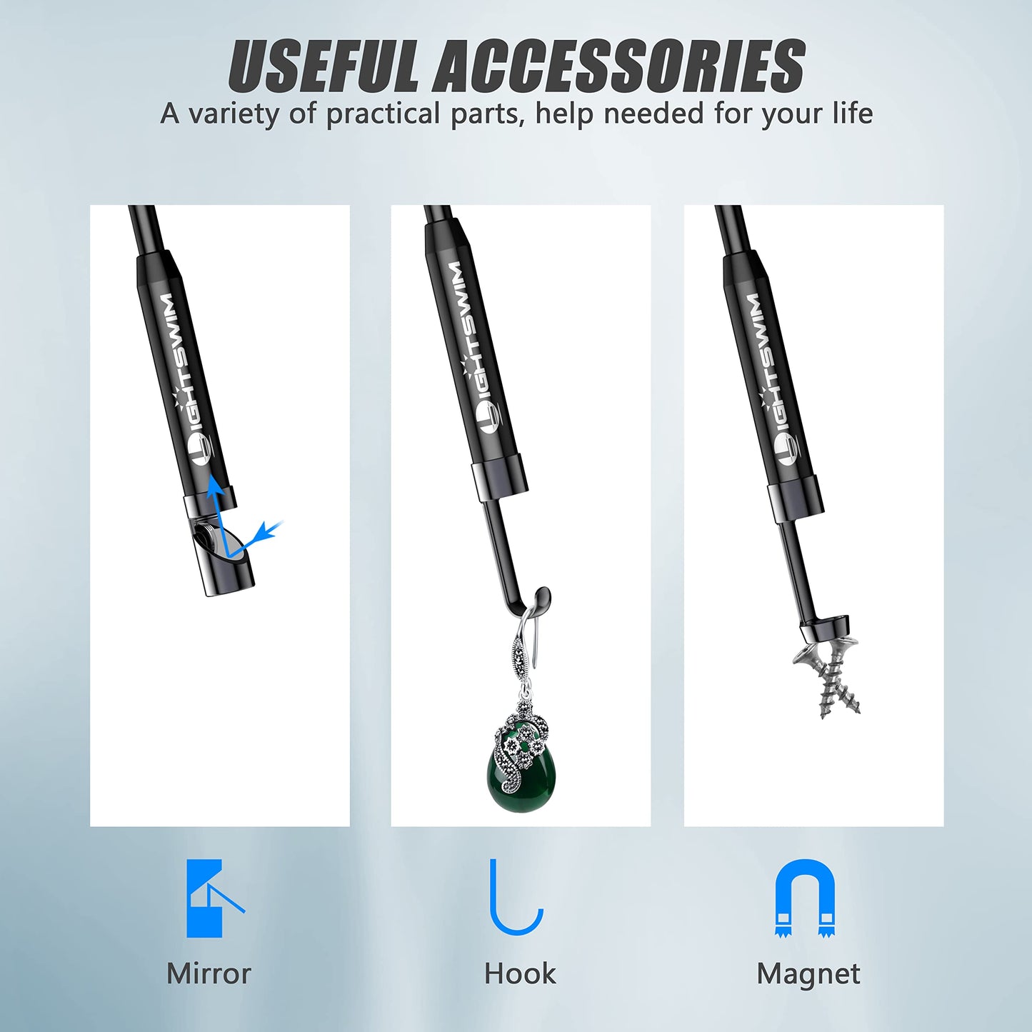 1920P Endoscope Snake Inspection Camera, Lightswim Type C Borescope, Scope Camera with 8 LED Lights for Android and iOS Smartphone, iPhone, iPad