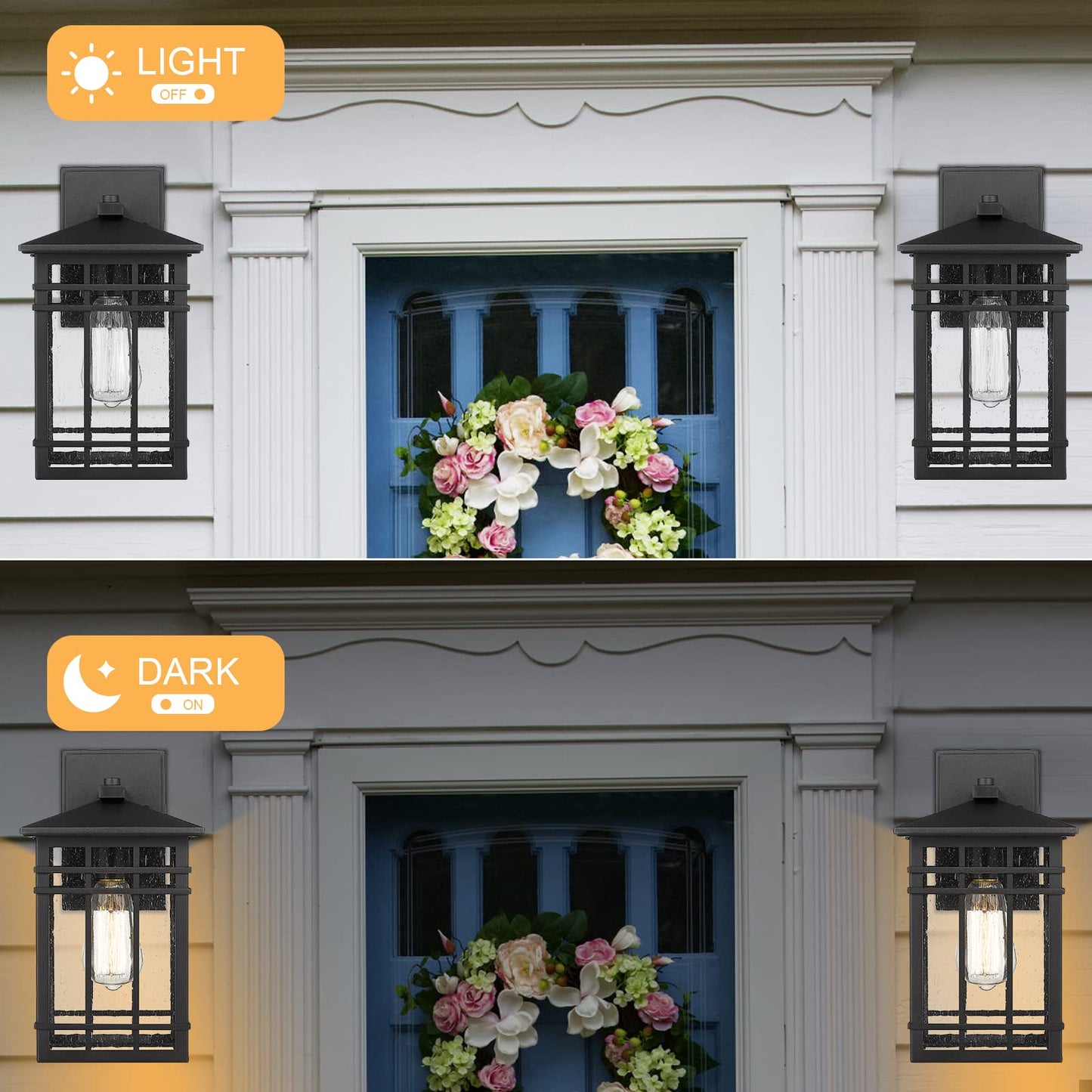 Rosient Outdoor Wall Lantern, Exterior Light Fixture Mount, 1-Light Waterproof Lighting With Seeded Glass for Porch, Garage, Patio, Hallway, Entryway
