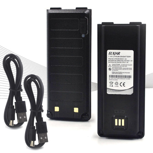 ROWSHEP (2-Pack) High Capacity 2600mAh 7.4V Li-ion Battery with USB-C Charging Port Compatible with UV-25 UV-25 Pro Max AR-25R Walkie Talkie, Replaces