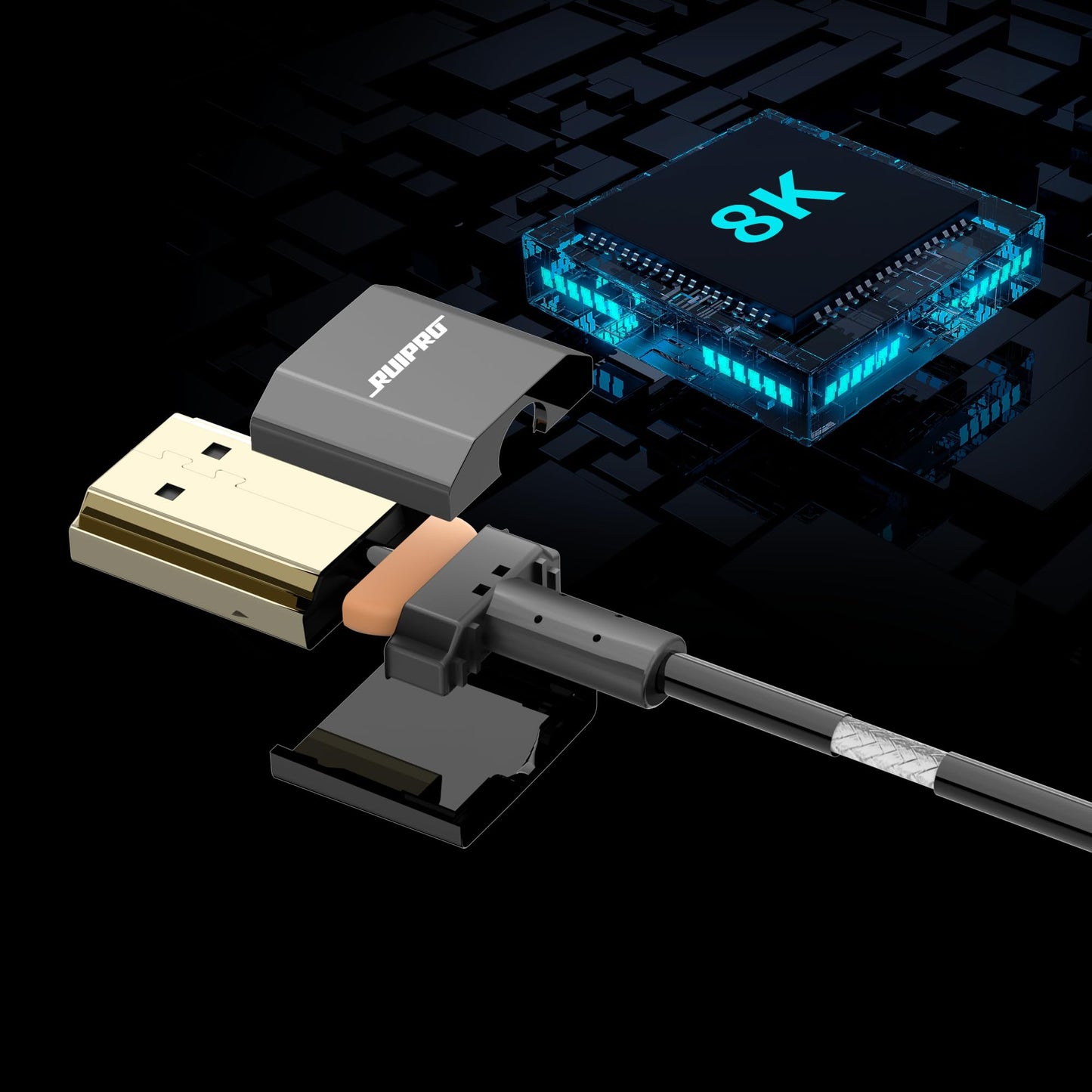 RUIPRO Ultra Thin 8K HDMI 2.1 Certified Cable 3FT, Ultra High Speed 48Gbps, Short HDMI Cable, Support 8K@60Hz 4K@120Hz, Dynamic HDR, eARC, Compatible