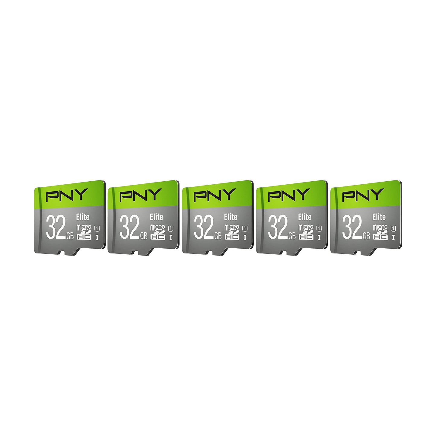 PNY 32GB Elite Class 10 U1 microSDHC Flash Memory Card - 100MB/s, Full HD, UHS-I, Micro SD, 5 Count (Pack of 1)