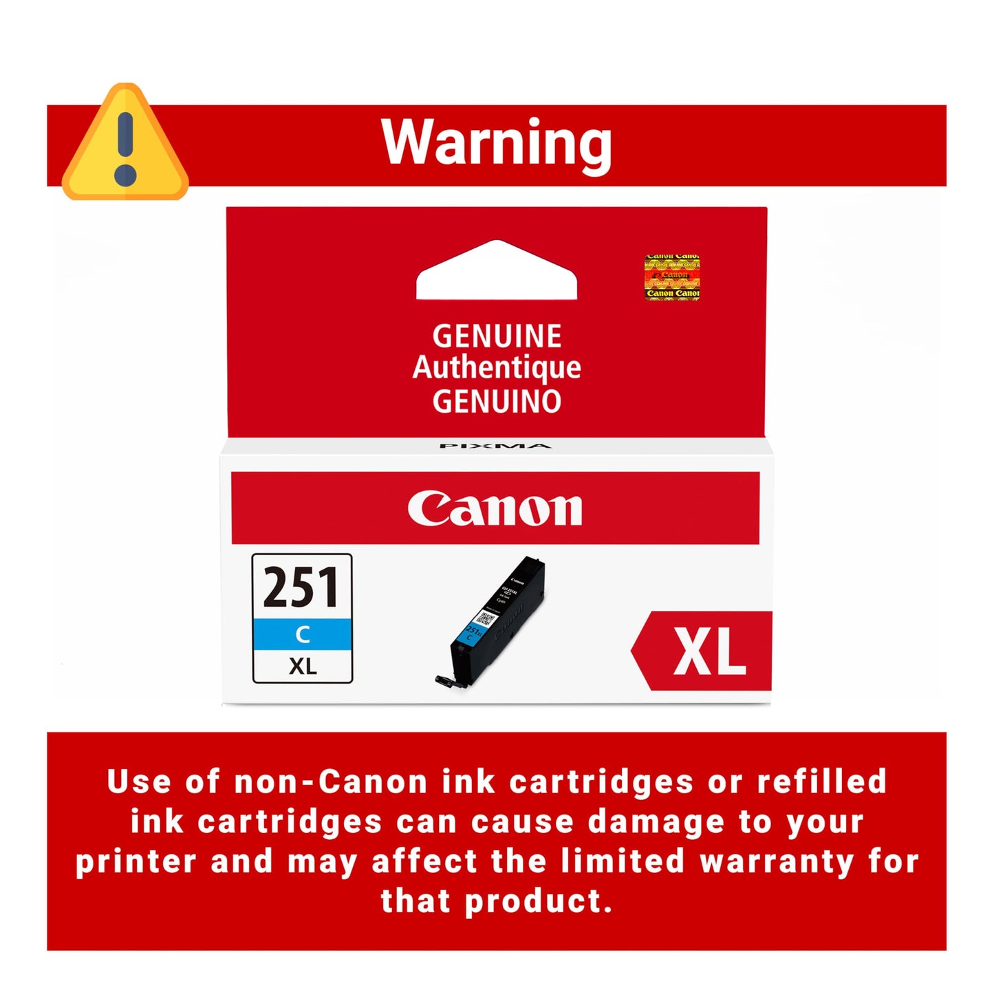Canon CLI-251XL Genuine Cyan Ink Tank, Compatible with MG6320, IP7220 & MG5420, MX922, MG5520, MG6420, MG7120, iX6820, iP8720, MG7520, MG6620,