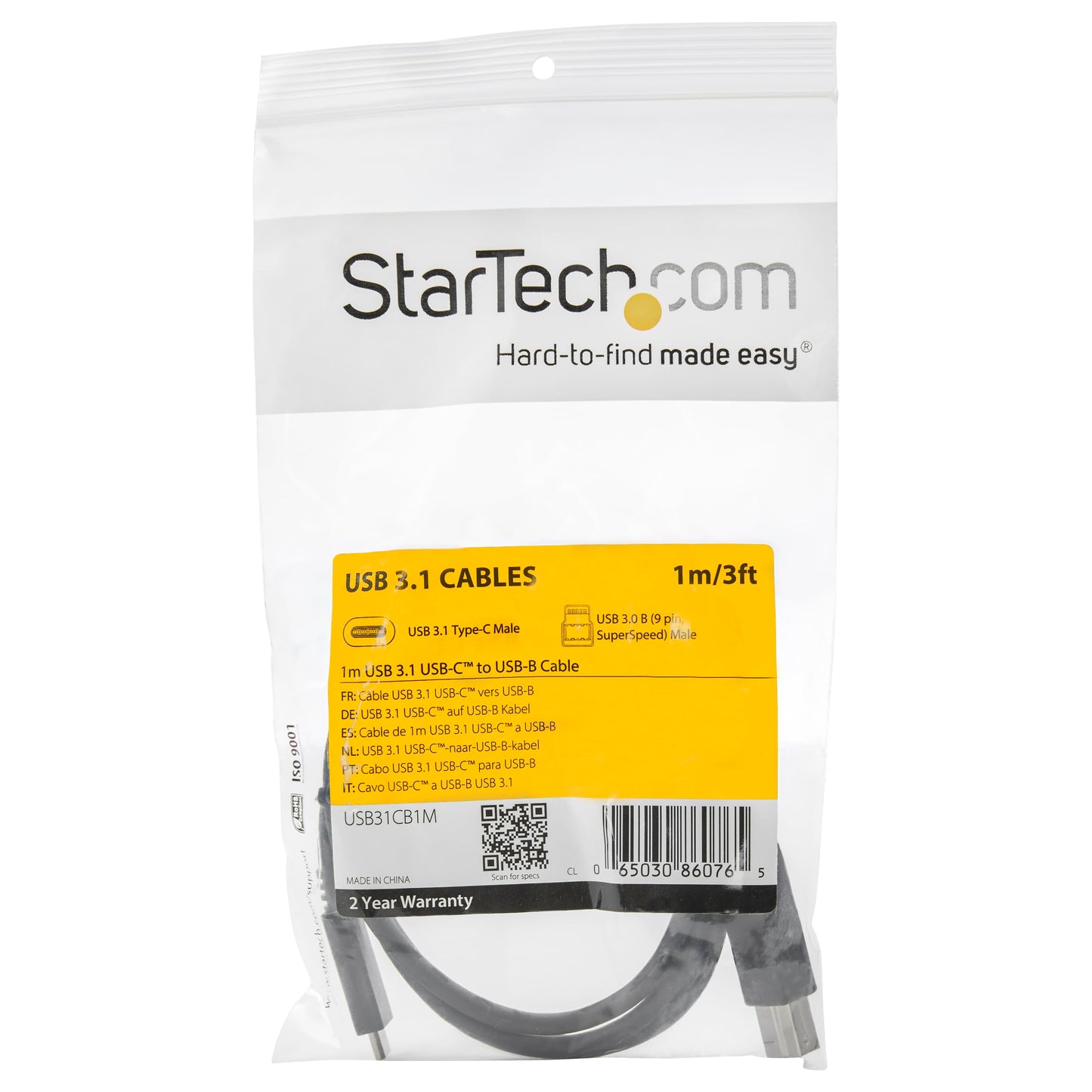 StarTech.com 3.3ft (1m) USB-B to USB-C Cable, USB 10Gbps, Data Cord, USB 3.2 Gen 2, USB-C Data Transfer Cable
