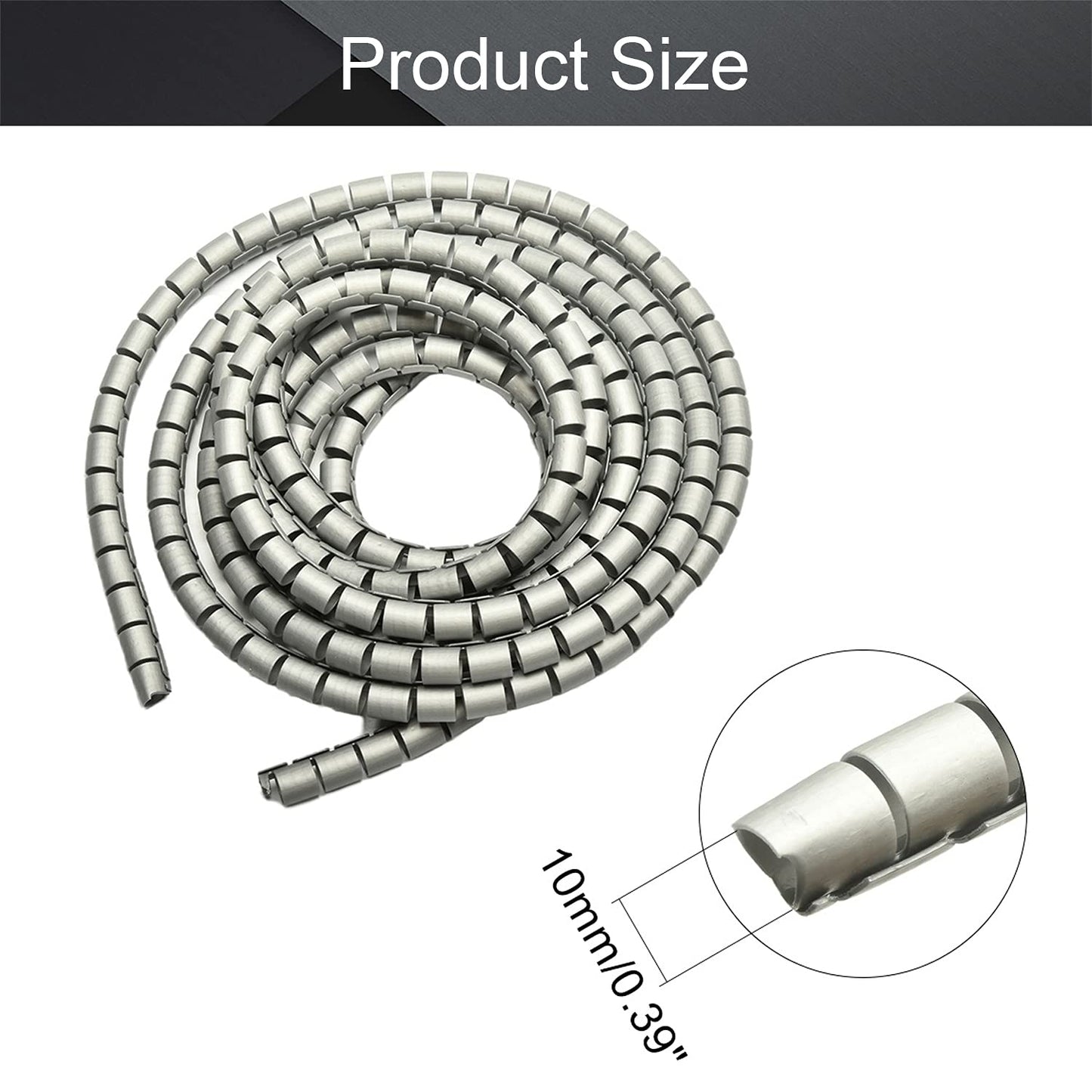 Othmro 9FT PE Spiral Cable Wraps 0.39-0.47in Dia Polyethylene Expandable Abrasion Protector Wire Sleeves Spiral Wire Wrap Tubes PC Manage Cables