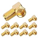 VCE 5-Pack 90 Degree Coaxial Connector, Right Angle F-Type RG6 Male to Female Adapter Gold Plated