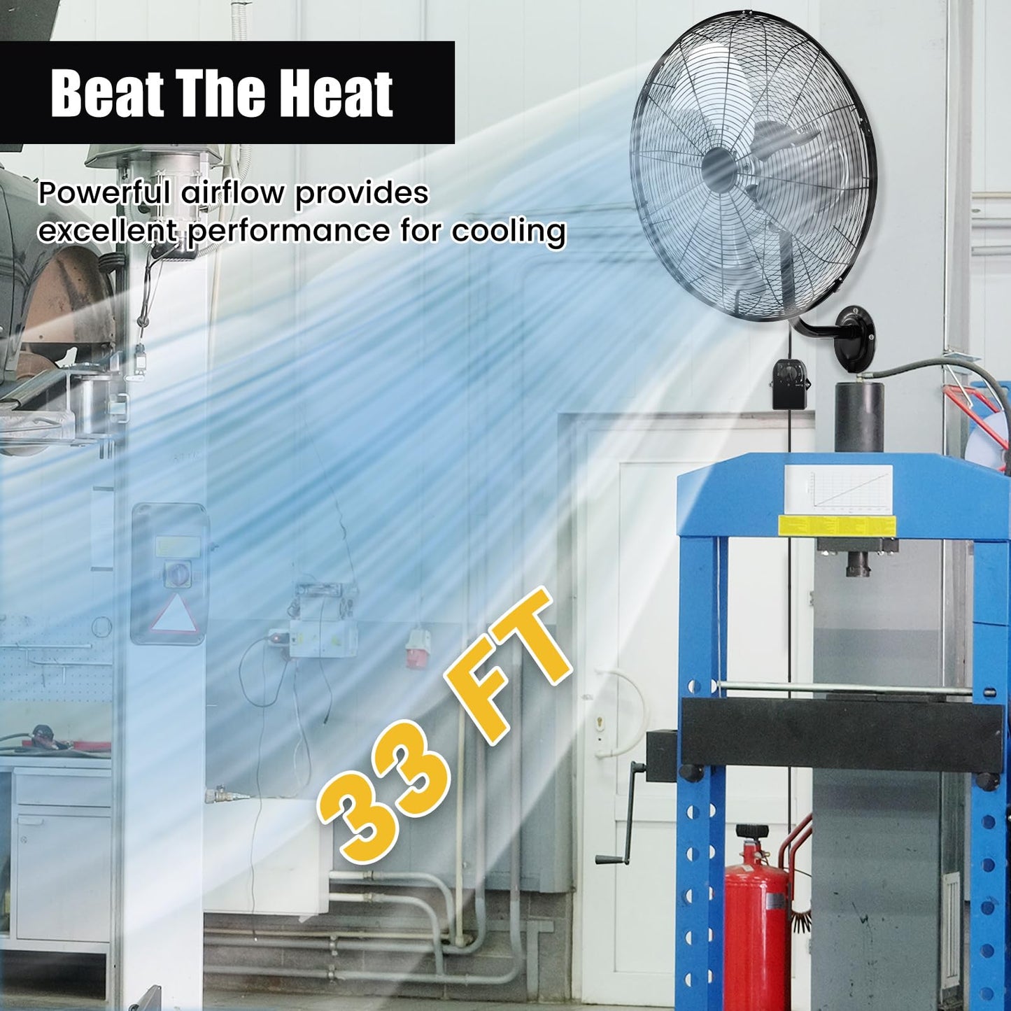 CLEEMAN 20 Inch Wall Mount Fan, 85 Oscillation, 3-Speed, Aluminum Blades, 30 Tilt, 6 FT Cord, ETL Certified, Quiet Metal Fan for Shop, Garage, Gym